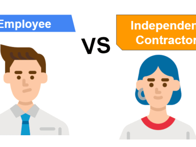 Animated image of an employee and an independent contractor